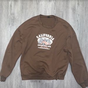 SHEIN Brown California Oversized Sweatshirt: SIZE L